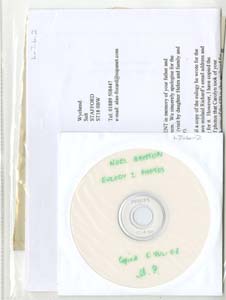 Eulogy CD, order of service and accompanying letter from Noel Britton's funeral at St. David's Cathedral 22.6.2006